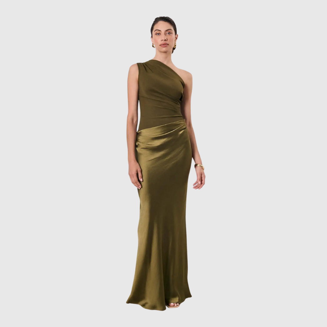 Aeida | One-Shoulder Satin Maxi Dress