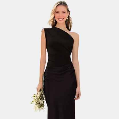 Aeida | One-Shoulder Satin Maxi Dress