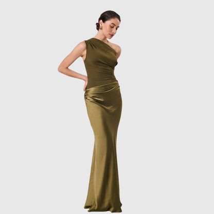 Aeida | One-Shoulder Satin Maxi Dress