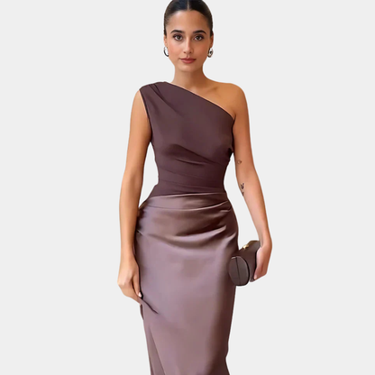 Aeida | One-Shoulder Satin Maxi Dress