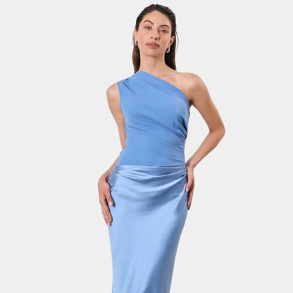 Aeida | One-Shoulder Satin Maxi Dress