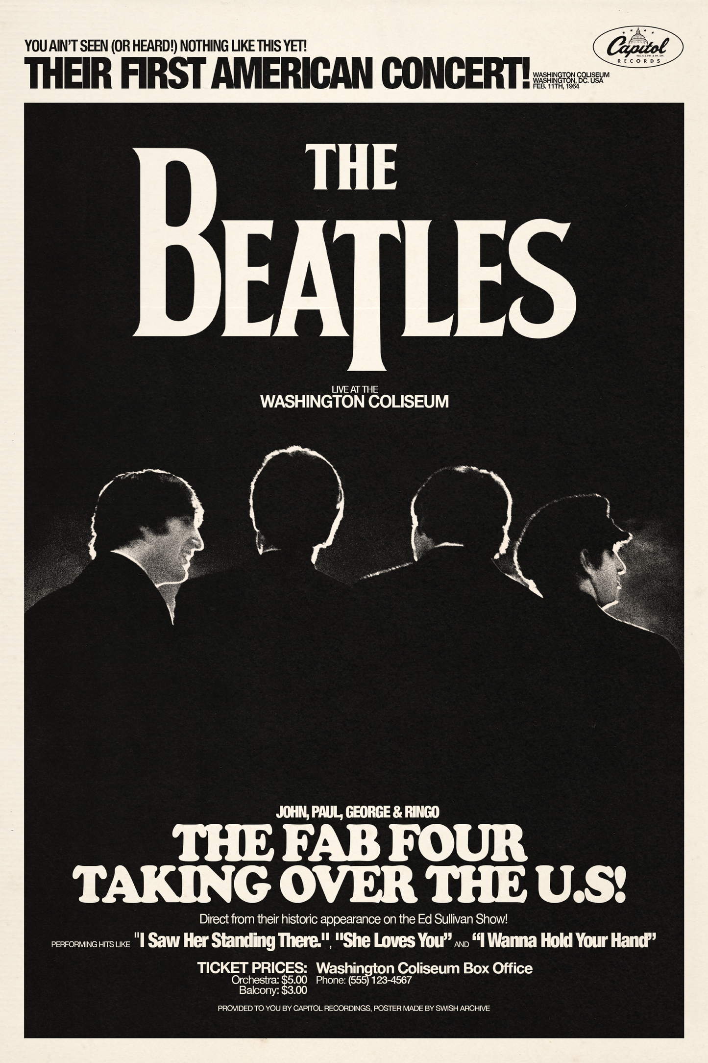 The Beatles 'Fab Four Takes U.S.' Poster